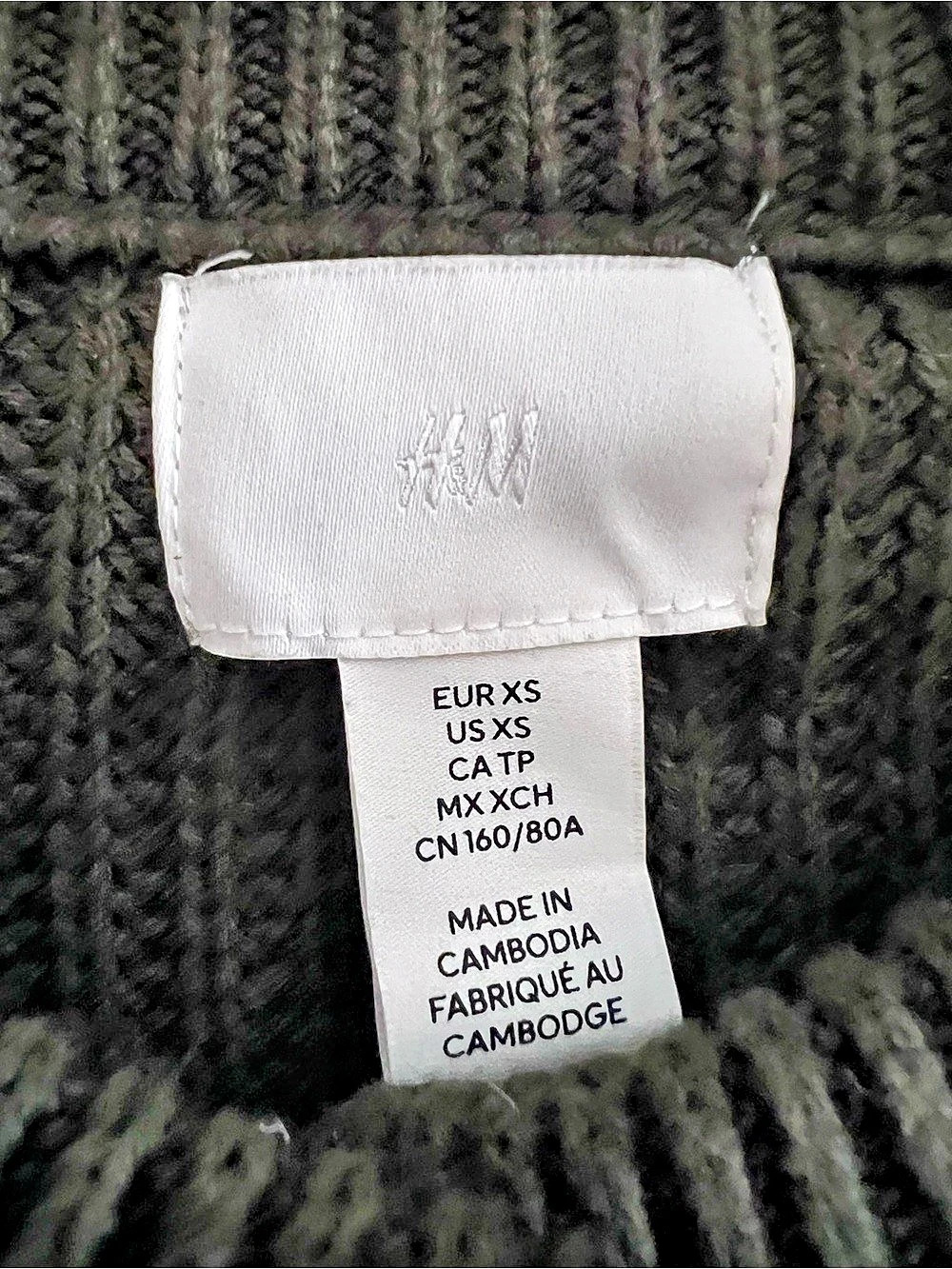 H&M Rib-Knit Cardigan Ribbed Button-Front Green XS - Picture 3 of 5